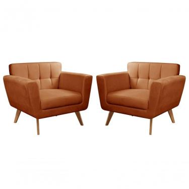 Imagem de Conjunto 2 Poltronas Bruna Confortável Decorativa Moderna - Veludo Terracota 400