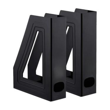 Imagem de Organizador de Papel, Kit 2 Porta Revistas Transparente Organizador Escritório Documentos Revistas Durável Prático, 22 X 7 X 29 Cm(Preto)