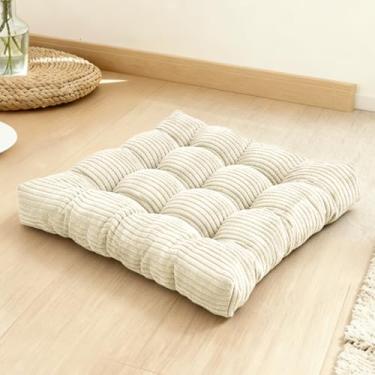 Imagem de zen shi fu Conjunto de 2 almofadas de meditação de espuma viscoelástica para adultos sentados, almofadas de assento grandes quadradas espessas para ioga, sala de estar tatami (1, bege)