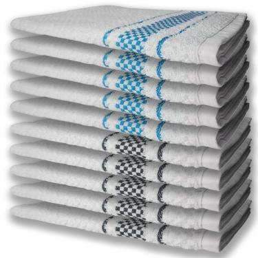 Imagem de 10 Panos De Prato Atoalhado Felpudo Premium 5 Azul 5 Preto