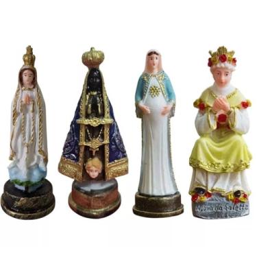 Imagem de Coleção de Nossa Senhora Miniatura 9cm Nossa Senhora de Fátima, Aparecida, Grávida e Salete Sentada