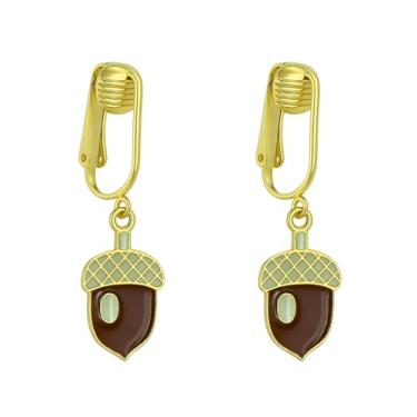 Imagem de Aloha Earrings Brincos pendentes de outono de Ação de Graças com clipe em tom dourado não perfurado, One Size, Metal, Sem pedra preciosa