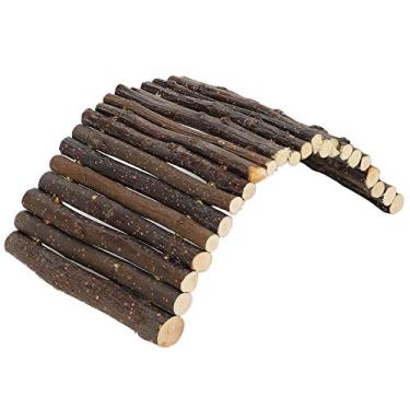 Imagem de AYNEFY Ponte de Hamster, de Ponte Em de Applewood para Animais Pequenos, Brinquedo de Moagem de Dentes, Rampa de Exercício para Hamsters, Ratos, Gerbils (L)