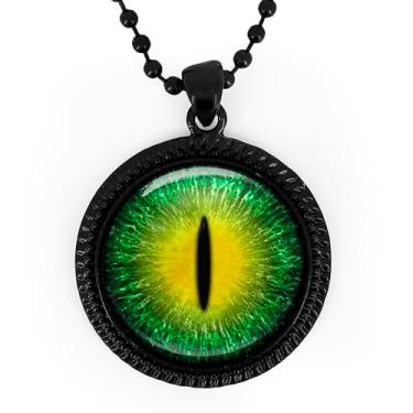 Imagem de Colar de globo ocular reptiliano - bijuteria de fantasia, pingente de olho de lagarto, joia artesanal de Halloween - 244-E-RN, Large, Metal, Sem Pedra Preciosa