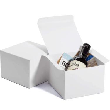 Imagem de Caixas de presente MESHA White, papel reciclável de 6 x 6 x 4 polegada