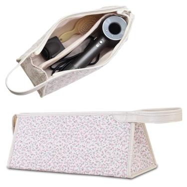 Imagem de GISMTR Estojo de viagem acolchoado compatível com Dyson Airwrap & Shark Flexstyle, bolsa de armazenamento floral de algodão para secador de cabelo e acessórios Dyson, organizador portátil bonito com