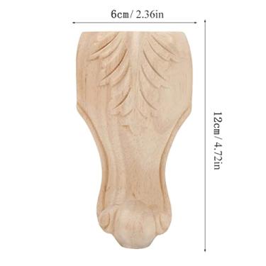 Imagem de Phefop 4 Pés de Móveis de Madeira Dos Pces, Pés de Mesa de sofá de Madeira de Borracha Esculpida, Design Elegante para Armários, Sofás, Hotéis e Casas (12 * 6cm)
