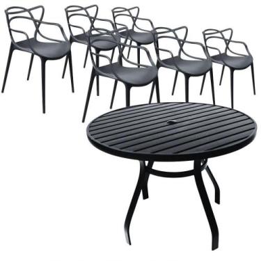 Imagem de Jogo Conjunto Mesa 1,20m Alumínio + 6 Cadeiras Alegra Jardim Jantar Pr