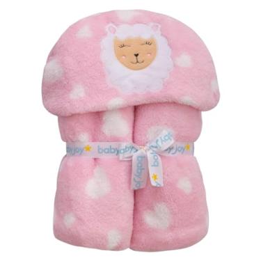 Imagem de Manta Cobertor De Bebê Menino e Menina Com Capuz Forrado Bordado 85x100cm Estampas de Bichinhos - Baby Joy (Corações Rosa)