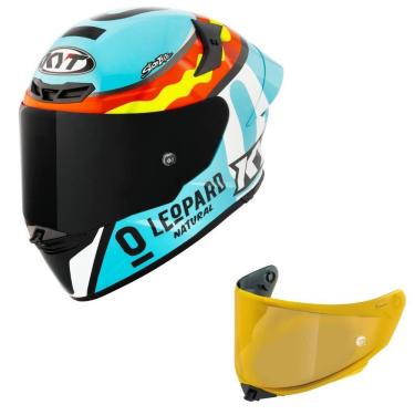 Imagem de Capacete KYT TT Revo Leopard Spaniard Azul Mais Viseira Dourada