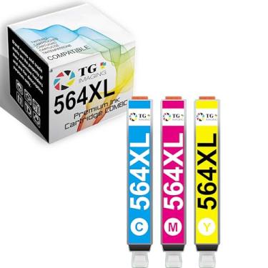 Imagem de TG Imaging Cartucho de tinta colorida compatível 564XL para impressora HP 564 XL para DeskJet 3520 3522 Office-Jet 4620 4610 Photosmart 5520 6510 6520 7510 7520 7525 D7560 C5390 C6340 (CMY, 3 Pacote)