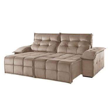 Imagem de Sofá 3 Lugares Retrátil E Reclinável Martins M-122 Veludo Bege
