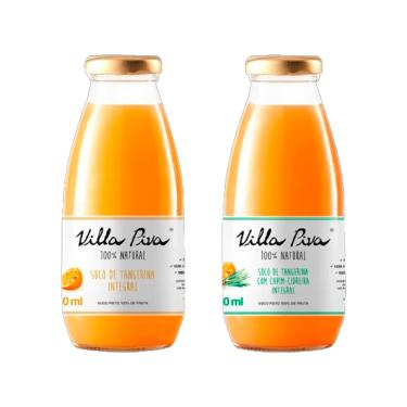 Imagem de Kit 2 Sucos Integrais Villa Piva 300ml: Tangerina, Tangerina com Capim Cidreira