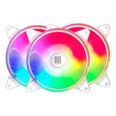 Imagem de Kit 3 Fans Cooler CPU LED RGB Com HUB Controlador e Controle - Keedi, 