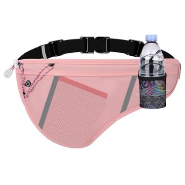 Imagem de SooGree Pochete esportiva masculina e feminina, à prova d'água, com cinto ajustável, pochete com suporte para garrafa de água para corrida, caminhada, ciclismo, GSP8807-Rosa, Esportivo