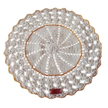 Imagem de Kit 4 Sousplat Em Crochê Artesanal 33Cm Off White E Dourado