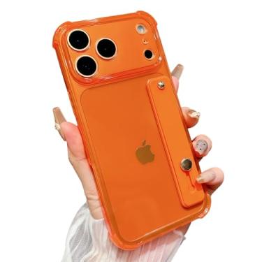 Imagem de siduater Capa com alça para iPhone 17 Pro de 6,3 polegadas com suporte de pulseira, capa protetora de TPU (poliuretano termoplástico) macio e transparente à prova de choque, resistente, alça ajustável