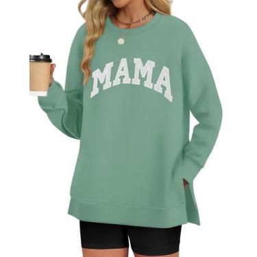 Imagem de Camisa feminina LOMON Mama, manga comprida, grande, verde, cinza, GG