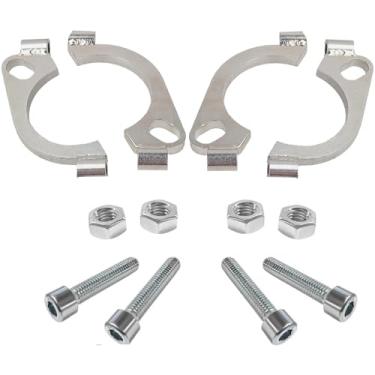 Imagem de HiBuyer 2 pacotes de kit de reparo de flange dividida de 5.1 cm, 2 parafusos 2.0"/50,8 mm flange de escape plana oval dividida kit de substituição de reparo de flange