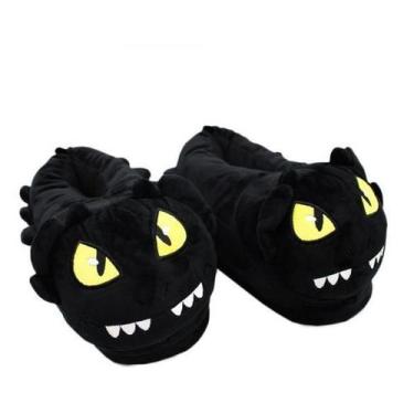 Imagem de Pantufa Dragão 3D Banguela Furia Noite - Preto - Tamanho P - Zona Cria