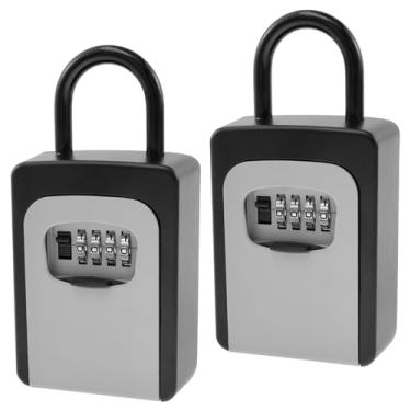 Imagem de ZFLYCANP Caixa de bloqueio de chave montada na parede, caixa de combinação portátil, combinação robusta de 4 dígitos para armazenamento externo com código redefinível para casa, carro, garagem