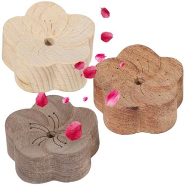 Imagem de Chewtoyo Difusor de aromaterapia de 3 peças, difusor de óleo essencial de madeira natural, difusor de madeira de carro de flor de ameixa pequena, ambientador de mesa para casa, escritórios, ioga