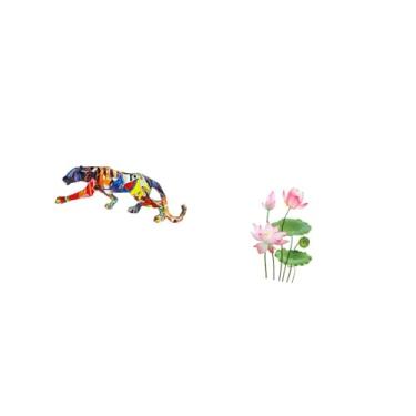 Imagem de Fenteer Escultura de Parede Decorativa com Estatueta de Animal em Estilo Retrô para Sala de Estar, Cozinha, Estante, Decoração de Fundo de Prateleira.