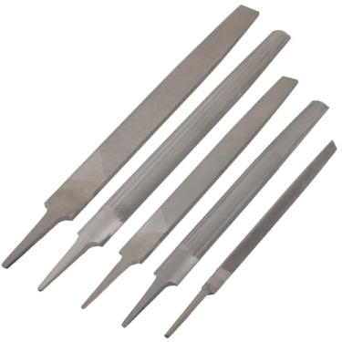 Imagem de Arquivos triangulares planos semi-redondos, kit de lima manual de 5 peças, conjunto de arquivos de metal, para joias, plástico, metalurgia, marcenaria, reparo, faça você mesmo, aço de alto carbono T12