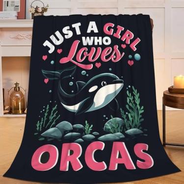 Imagem de Flintis Just A Girl Who Loves Orcas Cobertor Bonito Oceano Orca Decoração Cobertor Presentes para Meninas Meninos Super Quente Macio Pelúcia Leve Lã Flanela Cobertores de Cama para Crianças Adultos