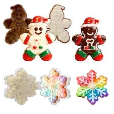Imagem de Mity rain Conjunto de prensa de formas pop de bolo de Natal, flocos de neve e pão de gengibre, cortador de moldes de bolo impresso em 3D para assar em casa, festas de aniversário