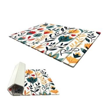 Imagem de Tapete grande de secagem rápida para bancada de cozinha, tapetes de banho de pedra para banheiro, bandeja de secagem de pedra de terra de diatomáceas, tapete de secagem absorvente dobrável, 40,6 cm ×