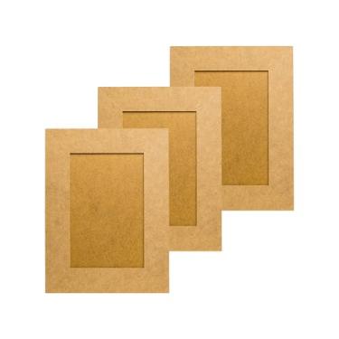 Imagem de Porta-Retratos em MDF, Decorativo para Fotos 10x15 cm, Kit com 3 Unidades, Cor Natural