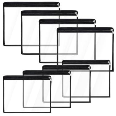 Imagem de Conjunto de 8 bolsas de PVC transparentes com zíper, armazenamento à prova d'água para cosméticos, artigos de papelaria e itens essenciais de viagem