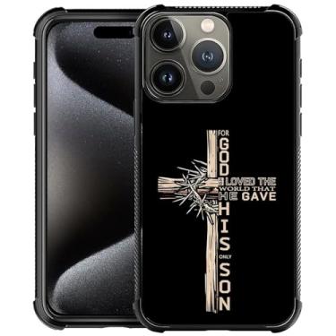 Imagem de OKBUOK Capa para iPhone 16 Pro Max, capa protetora à prova de choque com estampa fina bíblia cruz de madeira