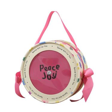 Imagem de Caixa de presente redonda com fita rosa 25x13 cm Colorful Peace