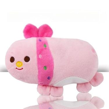Imagem de Brinquedo de Pelúcia com Corda e Som para Cães e Gatos – Mordida Resistente, Material Macio e Seguro, Ideal para Treino, Diversão e Alívio do Estresse (Coelho Rosa Almofada)
