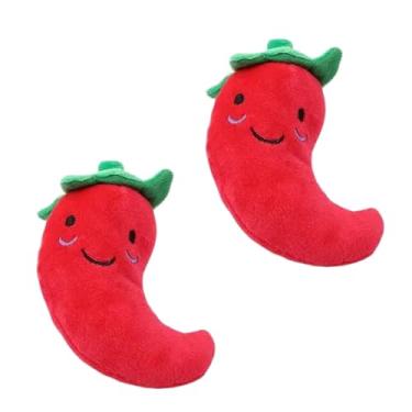 Imagem de Calsgkspray 2 peças de brinquedo de pelúcia para cães com frutas e legumes, brinquedos barulhentos de pelúcia, chili, berinjela, milho, filhotes de cachorro para cães pequenos, pimentão, tamanho 1