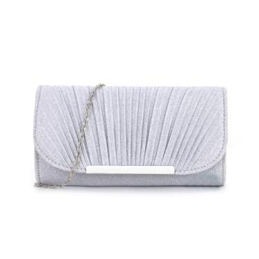 Imagem de SANOVIO Bolsa clutch feminina para noite | Bolsa transversal para festa | Acessório de casamento, formatura e namoro, Prata - 2