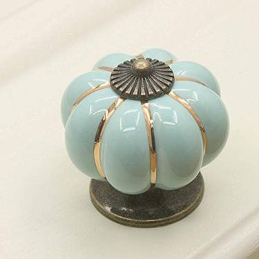 Imagem de Fafeicy Maçaneta de Porta de Abóbora de Cerâmica, Maçaneta de Gaveta Branca Marfim, Puxador Elegante para Armários e Guarda-roupas (Pó Azul)