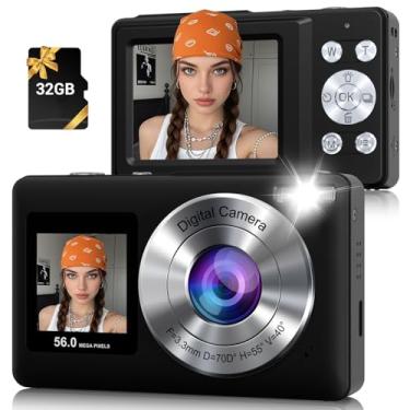 Imagem de Câmera digital de tela dupla 56M 2.7K preta