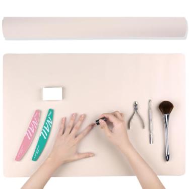 Imagem de Furtherpretty Tapete de unha para tecnologia de unhas, almofada de mesa de couro PU reutilizável, tapete de mesa dobrável para manicure e salão profissional, suprimentos para técnicos de unhas, tapete