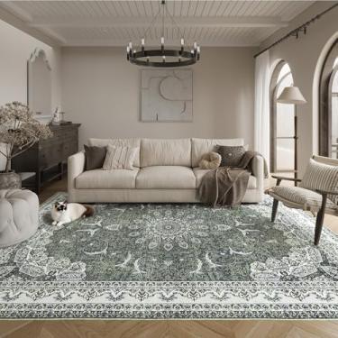 Imagem de Tapete de 20 x 3 m, tapetes macios e laváveis para sala de estar, quarto, tapete de pelo baixo resistente a manchas para pisos de madeira, antiderrapante, lavável à máquina, design vintage interno