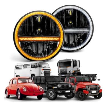 Imagem de Par Farol Led 7'' Alcance Longo Universal Branca Potente Branco