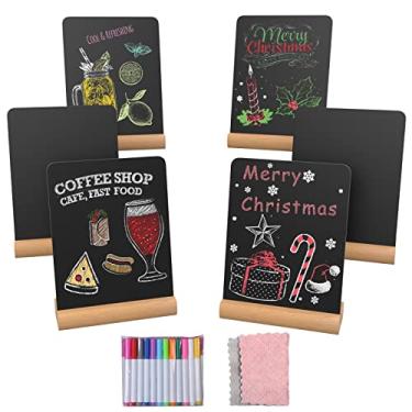 Imagem de DOCMON Mini placas de quadro-negro para comida, pacote com 6 placas de giz com suporte para buffet, festas, quadros de mensagens, números de mesa (12,7 x 17,8 cm)