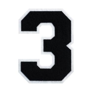 Imagem de Adesivos de número de chenille preto de 15 cm, adesivos personalizados para jaquetas, bolsas, chapéus, sapatos e muito mais, adesivos DIY personalizados para esportes, moda e decoração (vermelho 3)