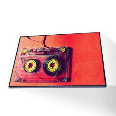 Imagem de Quadro Fita K7 Vinil Com Vidro - Center Molduras, 20x20 Baixa, Preta