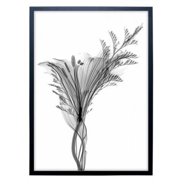 Imagem de Quadro Clássico Floral Raio-X I com Vidro Preto e Branco 50x70 cm