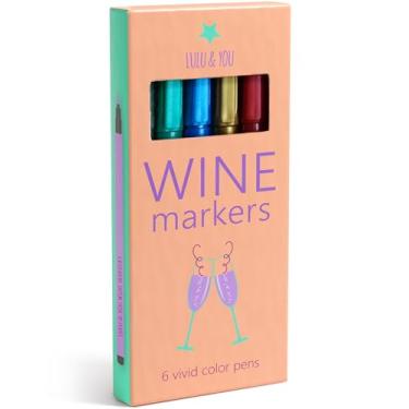 Imagem de LuLu Marcadores de Taça de Vinho - Cores Metálicas Pacote com 6 Canetas - Encantos de Vinho Alternativos