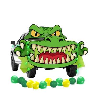 Imagem de ANZOME Kit de decoração de porta-malas ou lanche de Halloween para caminhonete, cordão de luzes LED, balões e decorações de PVC, tema cavaleiro sem cabeça, arco ao ar livre/garagem/festa (dinossauro)