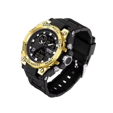 Imagem de Relógio Digital e Analógico Tático Estilo Militar Esportivo Resistente Shock I Relógio de Pulso Masculino para Homem Esportivo Resistente à água com LED Noturno com Cronômetro Pulseira Resistente Robusto SW38 (Detalhes Dourado)